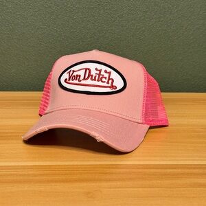 Von Dutch Pink Distressed Trucker Hat